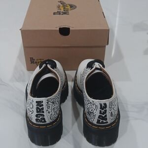 Dr. Martens Women's Black and White Graphic Loafers